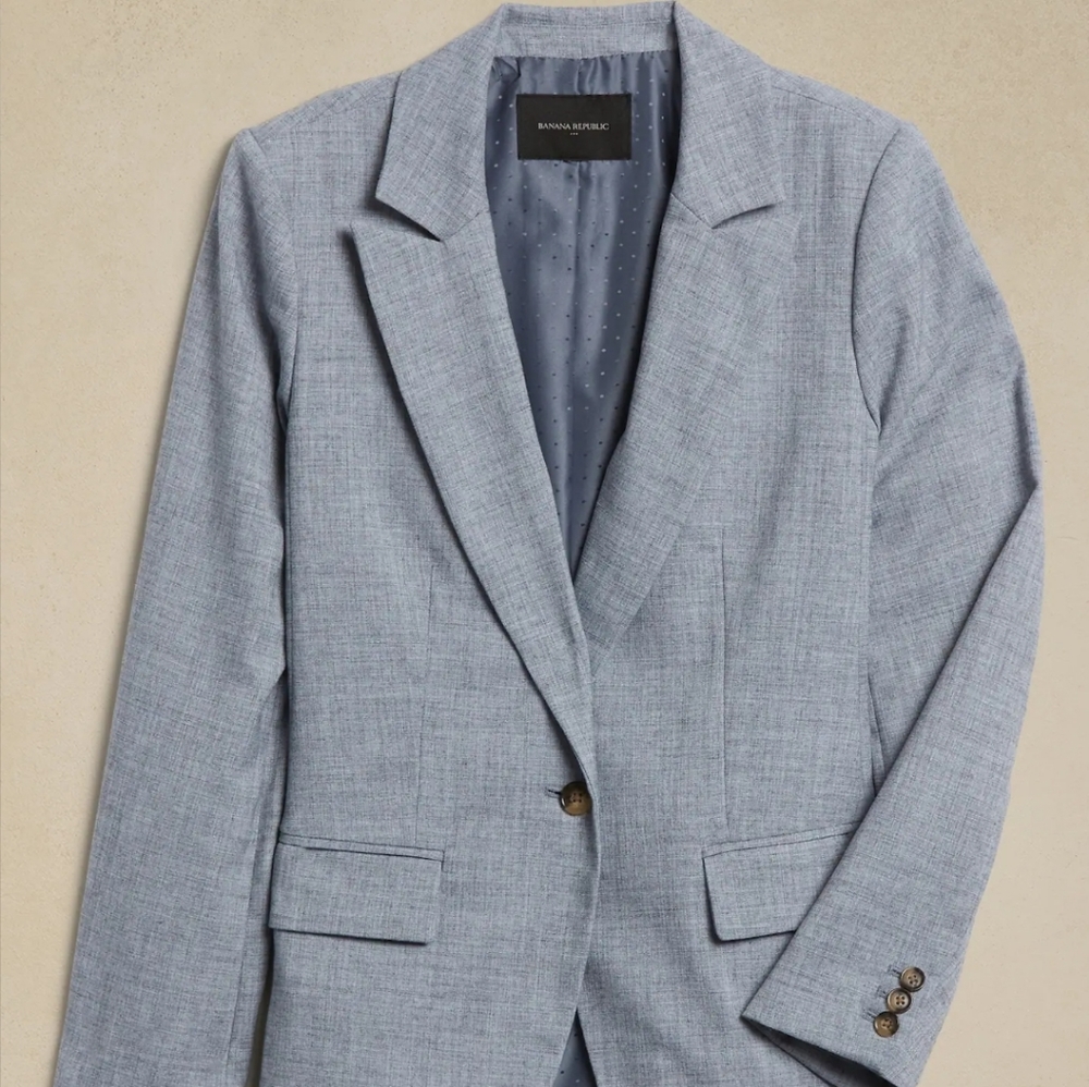 Chambray Blue. Suit Jacket. Size 2.
